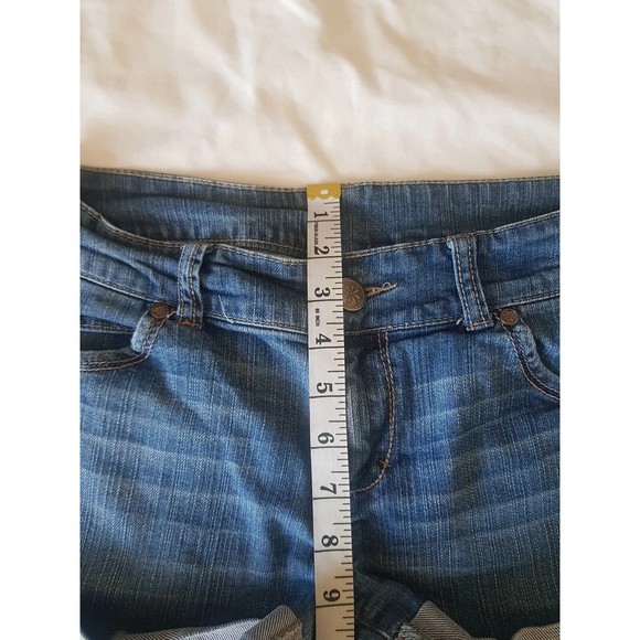 Colours Of The World Womens Shorts Sz 40 Denim Blue Mid Waist Mid Rise Rolled Up - Picture 8 of 11